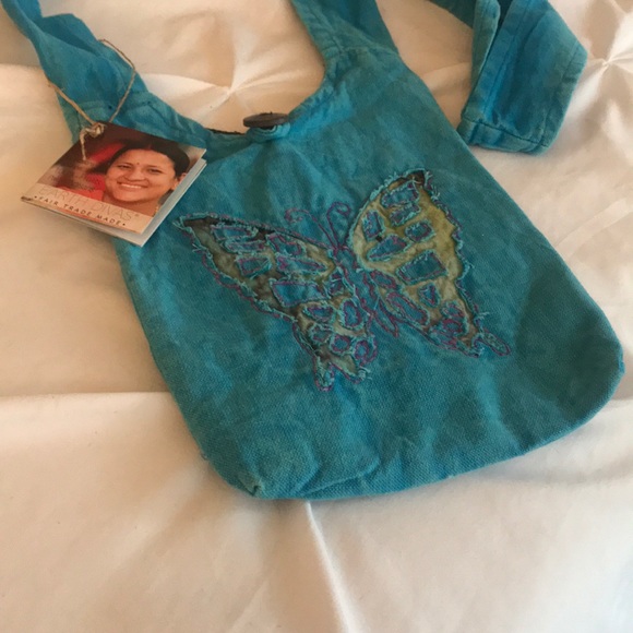 Earth Divas Handbags - NWT Butterfly Turquoise Blue Earth Diva Crossbody